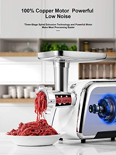 Electric Meat Grinder, Aicok [2500W Max] Sausage Stuffer with 4 Grinding Plates, 3 - S/S Blades, 2 Free Meat Claws, Cookie Shaper & 2 Burger-Slider Maker, 3 Speeds Control, Storage Box - Thumbnail 4