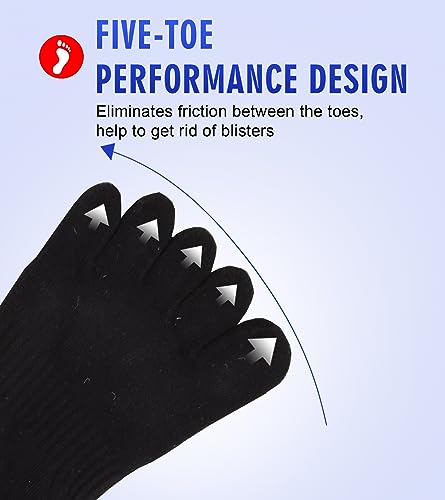 Toe Socks for Men 5 Finger Cotton Athletic Running Wicking 4 Pack/3 Pack3