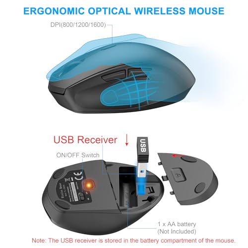 Image of EDJO Wireless Keyboard and Mouse Combo, Full-Sized Ergonomic Computer Keyboard with Wrist Rest, 3-Level Adjustable DPI Wireless Optical Mouse, 2.4GHz Plug & Play for Windows Mac OS PC Laptop
