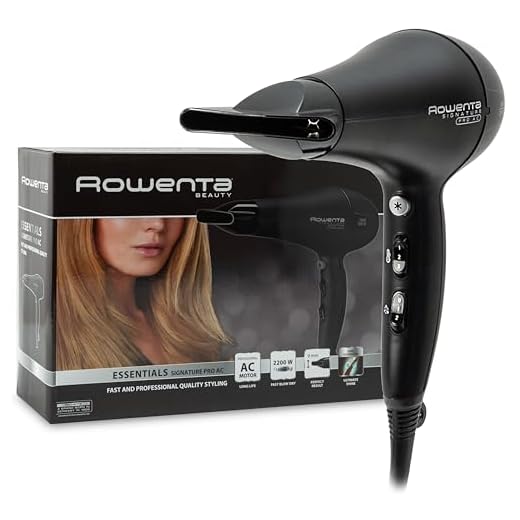 Rowenta Signature Pro Ac CV7810F0 - Secador de pelo de 2200 W con motor AC profesional, sistema iónico, 2 posiciones de velocidad, boquilla concentradora y cable extralargo