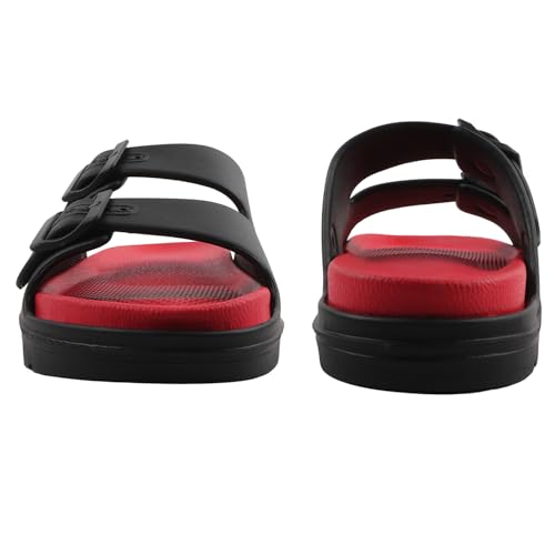 Image of Men's Double Strap EVA Slippers | Lightweight Adjustable Buckle Slides | Anti-Skid Comfortable Casual Sandals for Indoor Outdoor