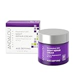 Andalou Naturals Resveratrol Q10 Night Repair Cream, For Dry Skin, Fine Lines & Wrinkles, For Softer, Smoother, Younger Looking Skin, 1.7 Ounce