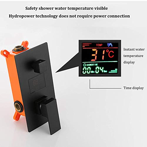 Ensemble combiné de douche de salle de bain noir encastrable LUNEZY