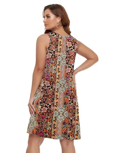 Image of BELAROI Women Casual Summer Beach Dresses Plus Size Sundress V Neck Pockets Swing Tank Dress Cover Ups