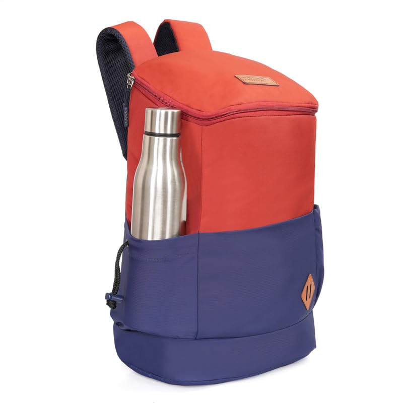 Image of United Colors of Benetton Cosmo 25L Backpack - Beige+Olive, Water-Resistant Drawstring Bag with Buckle Closure, Stylish & Casual Daypack