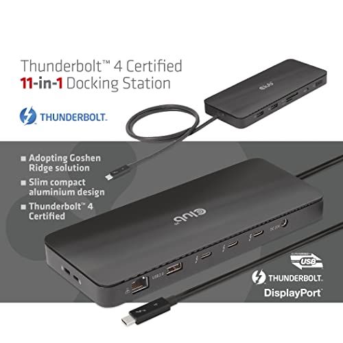 Club 3D Thunderbolt 4 (40Gbps) 認証 11-in-1 ドッキングステーション デュアル 4K60Hz / シングル 8K30Hz USB Type-C USB Type-A ギガビットイーサネット オーディオ SD/TFカード ホスト給電96W (CSV-1581)