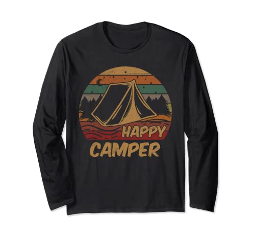 Camping Gifts Happy Camper Camping Scout Lovers Camp Manga Larga
