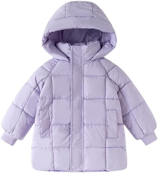 Meufam Kids Toddler Hooded Puffer Jacket, Long Sleeve Thickened Cotton Coat for Boys Girls Winter Outerwear