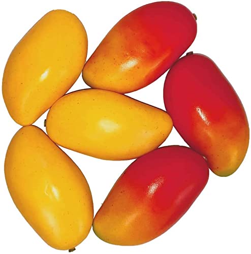 Image of Ulalaza 6pcs Mango Fake Fruit Artificial Realistic Model Lifelike Decorative Fruits & Vegetables for Hand Made Home, House Kitchen Party Decoration Desk Ornament