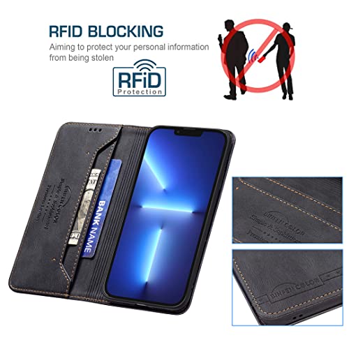 nincyee Capa flip para iPhone 13 Pro Max, Capa de couro premium com suporte para carteira, Capa com