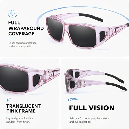 Image of VIEWBETTER Polarized Fit Over Glasses Sunglasses for Men Wrap Around Shades UV Protection Wear Over Eyeglasses SG0312