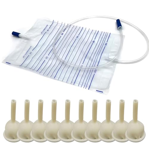 Urinalkondom-Set – 10 Stück Kondom Katheter Externer (25 MM) + Urinbeutel 2000ml, für Eine Sorgenfreie Versorgung Bei Harninkontinenz Tag und Nacht, Geeignet für Männer