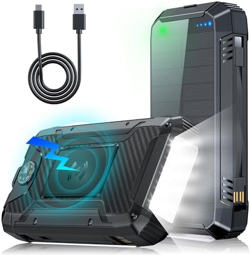 49800mAh Cargador Solar: 30W PD 3.0A USB C Carga Rápida Bateria E...