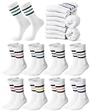 Eurzom 8 Pairs Striped Socks Men Retro Cotton Athletic Cushion Crew Socks with Fuzzy Bottom for Sports Men Shoes Size 7-12(Classic Color)