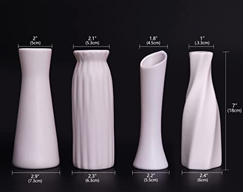 Ginsco White Ceramic Vase 7 Inch Tabletop Vase Small Modern Design Nordic Minimalist Handmade Flower Vase For Dining Room Table Decoration Home Living Room Bookshelf Tabletop Wedding Decor #TOP2