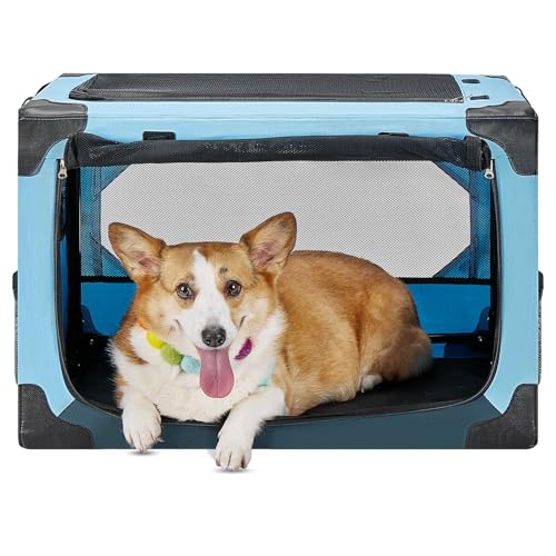 JOYTUTUS Collapsible Dog Crate, 26 Inch Portable...