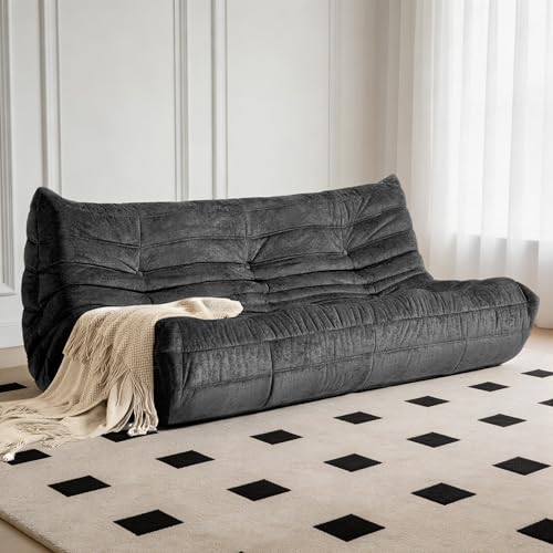 Image of Bean Bag Chair, 3 Seater Fireside Chair, Giant Bean Bag Chairs for Adults, Lazy Large Floor Bean Bag Sofa for Living Room, Bedroom, Dorm, Office(Black)