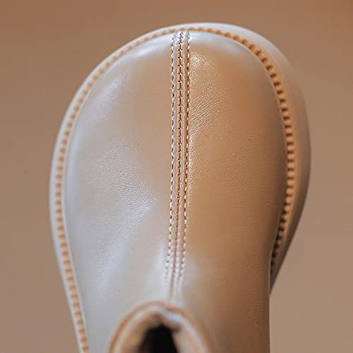 Big Kid Boots Children Boots for Boys and Girls Flat Bottom Non Slip Solid Color Pearl Back Zipper Plush Warm and4