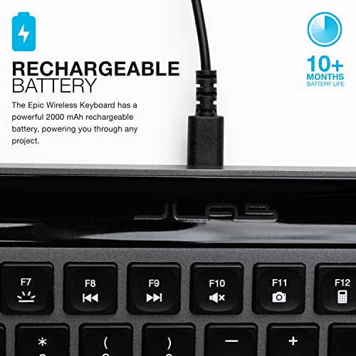Jlab Epic Wireless Keyboard | Black | 108 Keys | Connect Via Bluetooth Or Usb Wireless Dongle | Multi-Device Toggle | Soft Touch Keys | Smart Media Knob | Custom User Profiles | Rechargeable (1 Pack) #TOP7