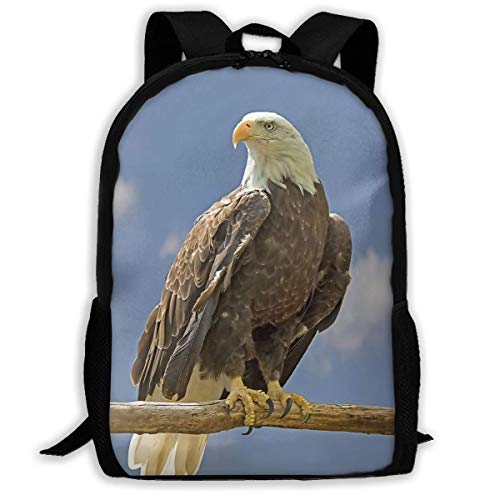 Mochila Escolar Águila Calva en el Maletero Blue Sky Bookbag Bolsa de Viaje Informal