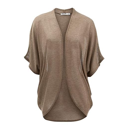 LL WSK1528 Womens Short Sleeve Open-Front Batwing Cardigan - Made in USA S Taupe