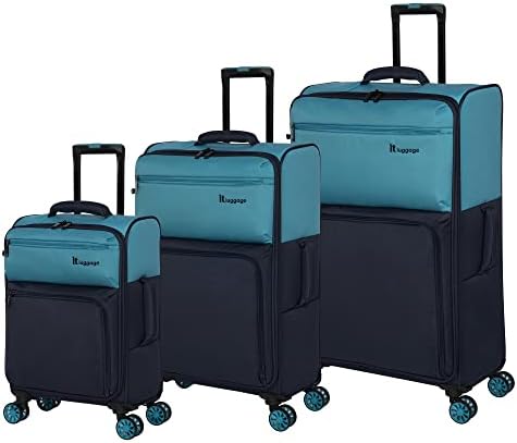 it luggage Duo-Tone 3 Piece Softside 8 Wheel Spinner Set, Capri Breeze/Dress Blues, 3 Pc