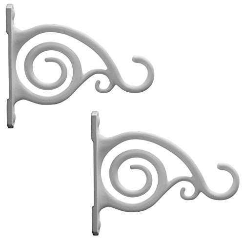 Gray Bunny Fancy Curved Hook, White, 2-Pack, for Bird Feeders, Planters, Lanterns, Wind