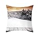 EHOMERY Copricuscini Tropical Copricuscino Frozen Albero di Neve Velluto Copricuscini Federe Elasticizzati Antiacaro Cotone Decorazione del Divano Soggiorno Bianco Grigio 20X20 Inches