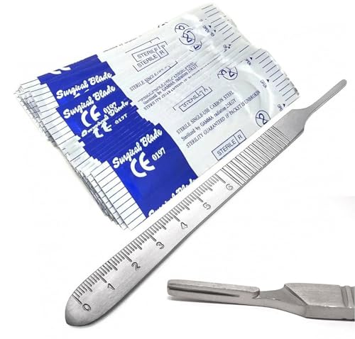 MuskalMed 50 Piece Scalpel Sterile Blades #11 with 1 Free Graduated Scalpel Handles #3