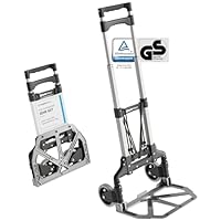 ATHLON TOOLS Aluminium Transportkarre klappbar - extra Langer Teleskopgriff 110 cm - Ladefläche mit Anti-Rutsch-Pads - Leichtgängige Räder mit Soft-Laufflächen - inkl. 2 Expanderseilen - Modell 2025