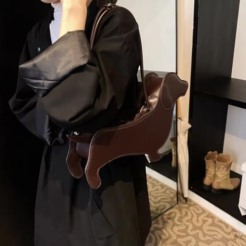 Cartoon Dog Shaped Shoulder Bag Dachshund Design Underarm Bag Pu Leather Purse Handbag for Women Girls3