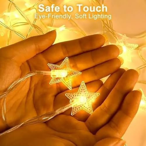 Image of MoonlitDreams Mini Star Fairy String Lights - 14 LED, 3 Meter, Warm White Decorative LED Lights for Bedroom, Home, Garden, Diwali, Christmas, Wedding & Party Decoration (Pack of 1)