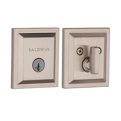 Baldwin Spyglass, Single Cylinder Front Door Deadbolt Featuring SmartKey Re-key Technology and Microban Protection, in Satin Nickel