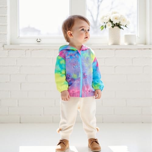 Emmababy Toddler Zip Up Hoodie Baby Girl Hooded Jackets Zipper Long Sleeve Tie Dye Hoodie Coat Infant Boy Winter Outerwear2