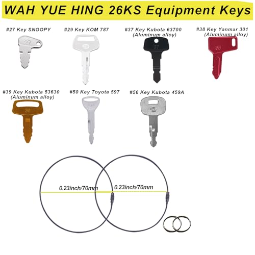 Image of Multi Type Heavy Equipment Key Set, 26 Excavator Dozer Skid Steer Loader Forklift Roller Keys Fit CAT Caterpillar Bobcat JD Case JLG JCB Volvo Hyster Ford Holland Yanmar Kubota Komatsu Toyota Hitachi