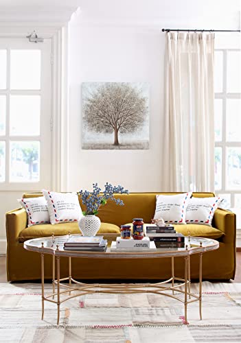 Yelash Abstract Tree Of Life Painting - Tree Canvas Wall Art For Home - Light Brow Tree Picture Poster Home Mural Decor For Living Room Wrapped Ready To Hang 14X14 Inch #TOP4