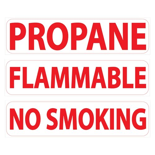 (Pacote com 3) Conjunto de adesivos de advertência de gás propano, inflamável, não fumar - Decalque de perigo de segurança para cilindros de gás e tanques