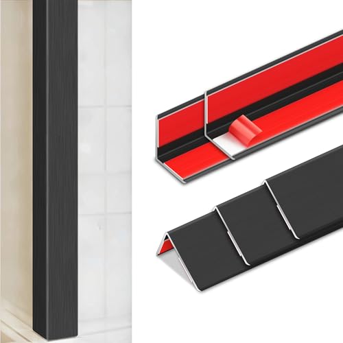 Image of 5pcs 57 inch L*1.42 inch W Aluminum Self-Adhesive Wall Corner Protectors, Wall Furniture Bumper, Safety Baby Proofing Corner Cushion Table Edge, Wide Coverage and Easy to Install - Black