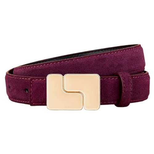 Suede Leather Belt for Women with Gold Buckle, Trendy Elegant Womens Belts for Jeans Dress Pants Coat