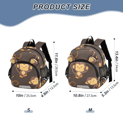 Kid's Backpack for Boys & Girls Toddler Bag Cute Seamless Monkeys Backpack with Safety Leash2