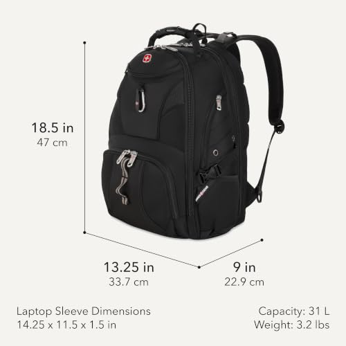 Image of SWISSGEAR Sion 2-Piece Travel Set, Softside Expandable Carry-On Spinner Bundled with 1900 ScanSmart 17 inch Laptop Backpack with RFID Blocking & Tech Organization, Black