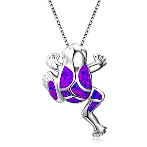 ONLYJUMP Cute Frog Pendant Necklace Copper Blue Green Colorful Animal