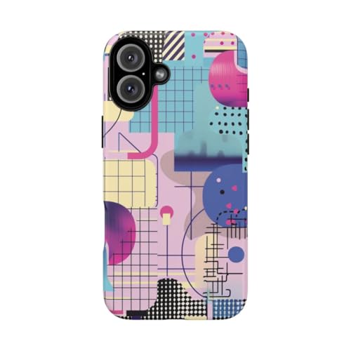 Coque iPhone 16 Plus motif géométrique bleu pour le quotidien