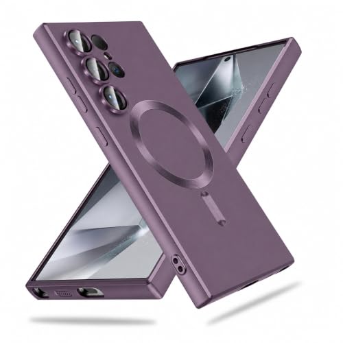 Image of DIZORO Samsung S25 Ultra Case, Compatible with Mag Safe, Matte Luxury Metallic Luster Flexible TPU Wireless Charging Shockproof Case with Camera Protector Protector - Deep