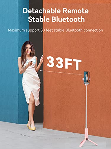 Selfie Stick Tripod - Soomfon Extendable And Portable Phone Tripod Selfie Stick With Bluetooth Remote For Iphone 14 13 12 11 Pro Max Xr X 8Plus 7, Samsung Android Smartphone And More, Pink #TOP6