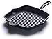 DERUKK-TY Żeliwna kwadratowa patelnia do grilla, kwadratowa patelnia / frytownica bez tłuszczu, do kuchenek gazowych, indukcyjnych i elektrycznych, smażenia, steków, grilla, patelnia do grillowania, czarna (czarna)