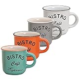 matches21 Espressotassen Espresso Tassen Becher 4-tlg. Set Emaille-Optik Keramik 6 cm 100 ml Keramiktassen