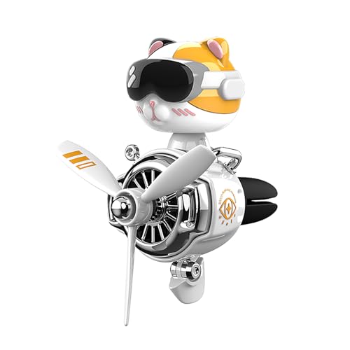 Image of Cat Car Air Fresheners Pilot Car Diffuser | Cute Car Perfume, Funny Car Fragrance, Rotating Propeller Design, Silicone Clip, Easy Installation, Long-Lasting Fragrance