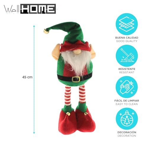 Père Noël extensible vert H.45 cm pour illuminer votre salon à Noël