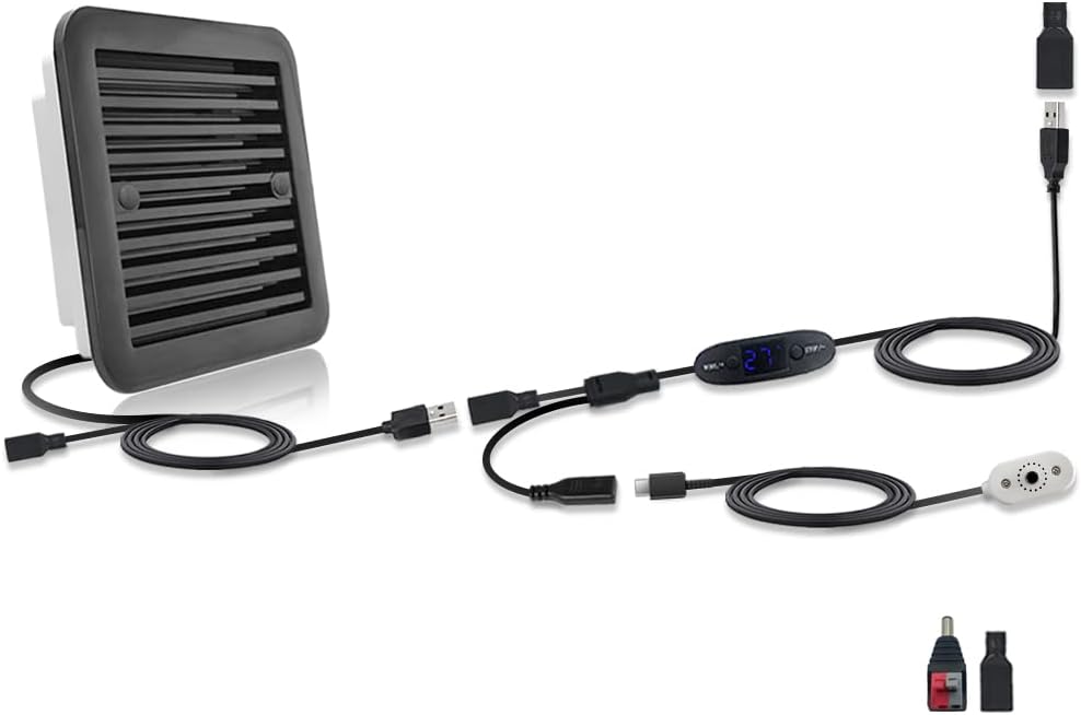 12V RV Refrigerator Ventilation Fan - 16dB Ultra Quiet, 10-Speed Temperature control, IPX5 Waterproof, Daisy Chain Expandable - Fit Enclosed Trailers, Campers, Server Racks, Greenhouses